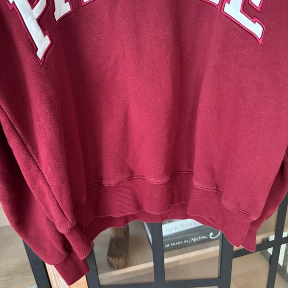 PARKE Mock Neck pullover sweatshirt varsity heritage fleece deep maroon patches - Picture 5 of 7
